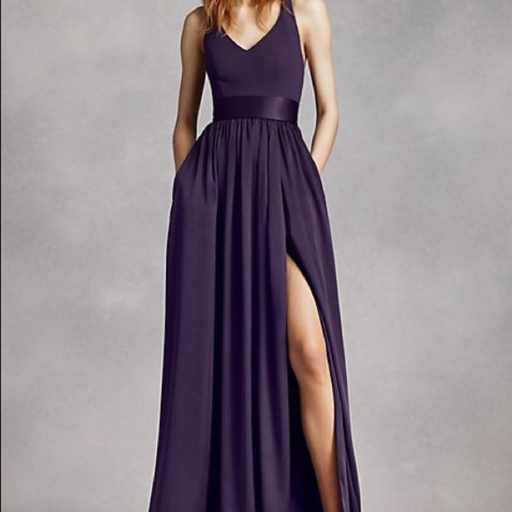 MIDNIGHT V-NECK HALTER GOWN WITH SASH